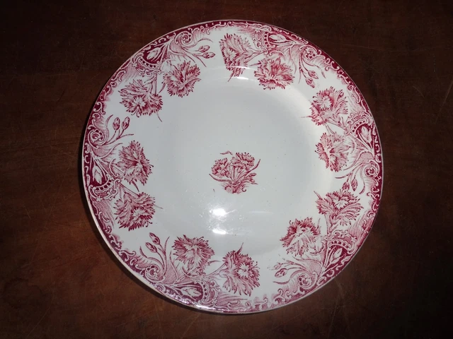 Assiette Saint-Amand modèle Œillets rouge art nouveau - 1 assiette