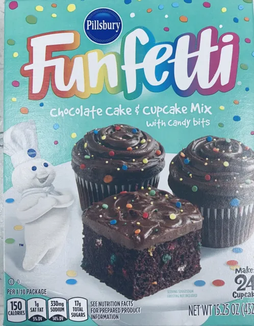 Pillsbury CHOCOLATE CAKE & CUPCAKE With Candy Bits Baking Mix 15.25 oz Box