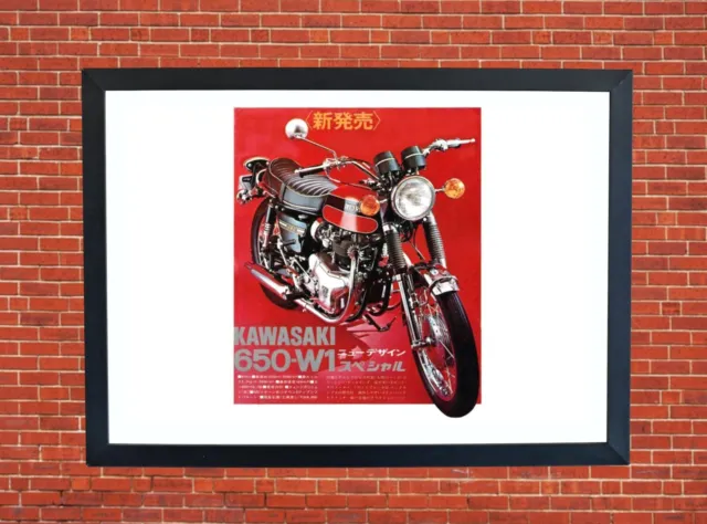 Kawasaki 650 W1 Motorcycle Motorbike Print Poster Photographic Paper Wall Art