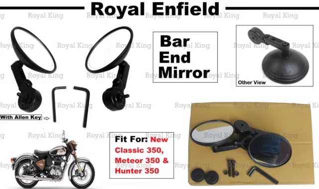 Bar End Mirror Matt Black For Hunter / Meteor & New Classic 350 Royal Enfield