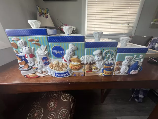 Full Set Pillsbury Doughboy Canister Set Danbury Mint Ceramic w/COA