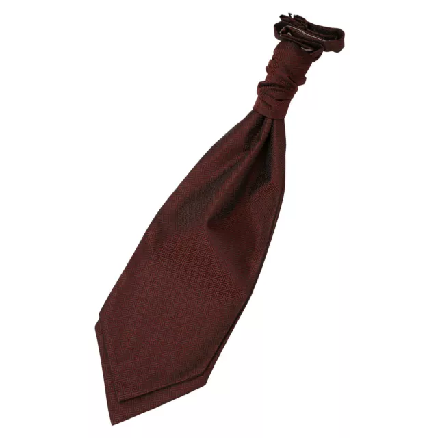Cravatta Borgogna Da Uomo Pre-legata Alveare Tessuta Chiave Greca Modello Geometrico di DQT