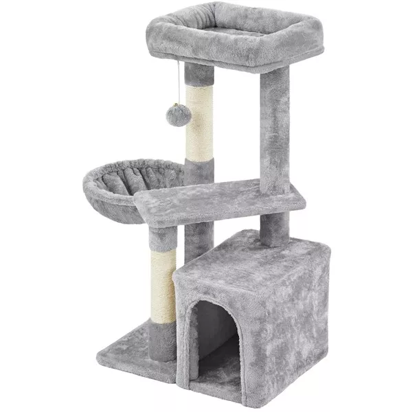 Petit Arbre à Chat Multiniveau Tour pour Chat avec Poteaux Griffoir Cordes Sisal