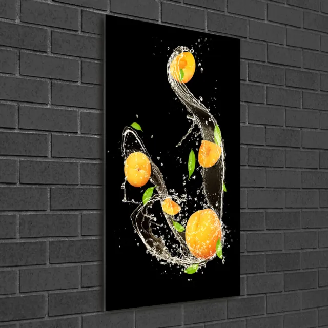 Wand-Bild Kunstdruck aus Hart-Glas Hochformat 50x100 Orangen