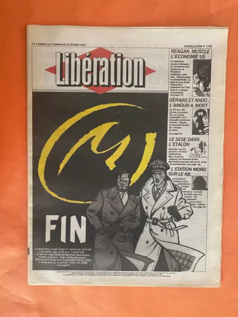 Liberation Du 22.07.1987 Mort De Jacobs Blake Et Mortimer Etat Neuf