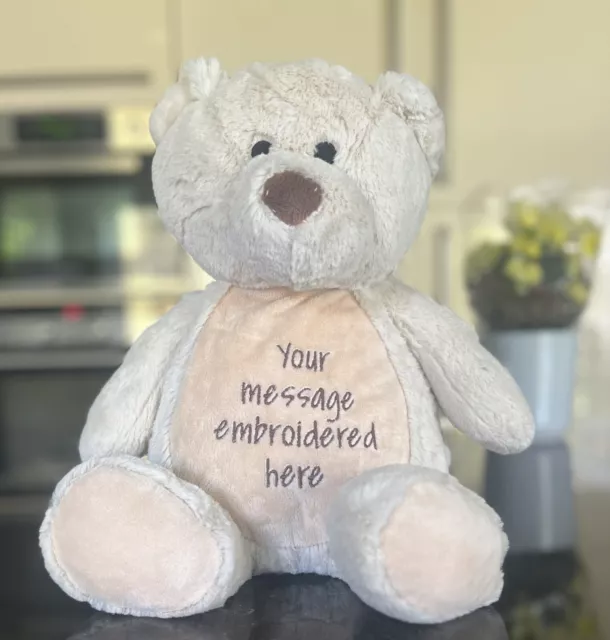 Personalised Teddy Bear Lge 45cm - Embroidered Message or Name - Removable Pouch
