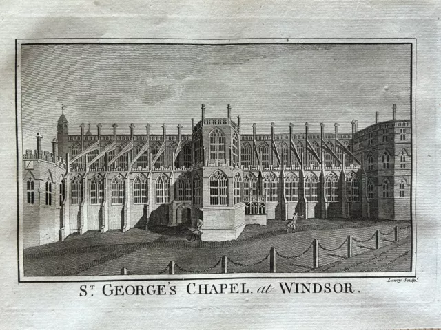 1794 Ansicht der St.-Georgskapelle, Windsor Castle Original antiker Druck