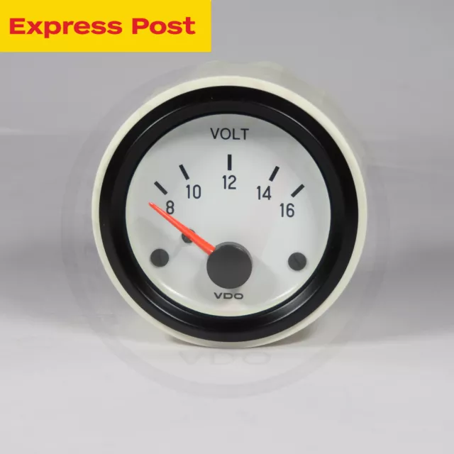 VDO 52mm 12v WHITE/BLACK VOLT GAUGE automotive-marine-4wd