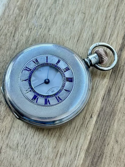 Victorian Solid Silver Pocket Watch Half Hunter Waltham Mass 1907