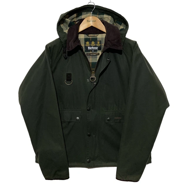 BARBOUR STANDEN HERITAGE Fishing Waxed Jacket Sage Green Hooded Spey