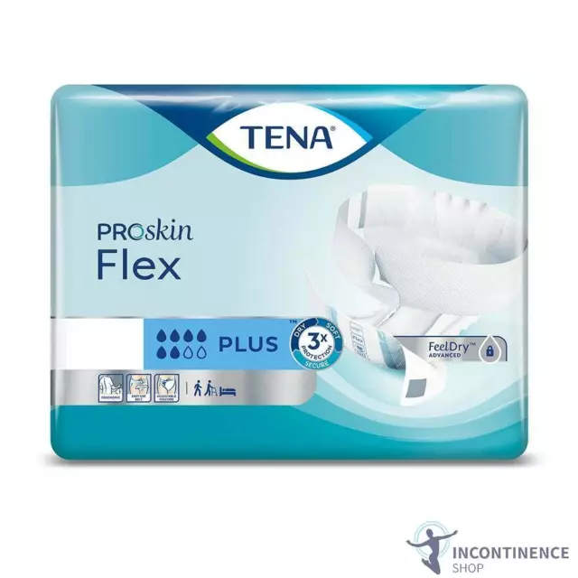 3x TENA ProSkin Flex Plus - Medium - Pack of 30 - Incontinence Slips - 2100ml 3