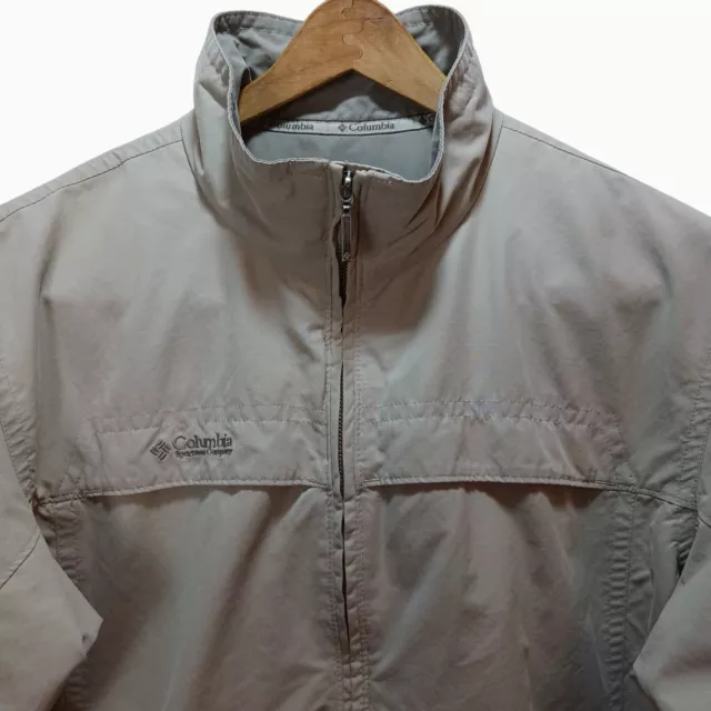 Columbia Sportswear Khaki Tan Full Zip Lined Athletic Sports Jacket Coat Mens L