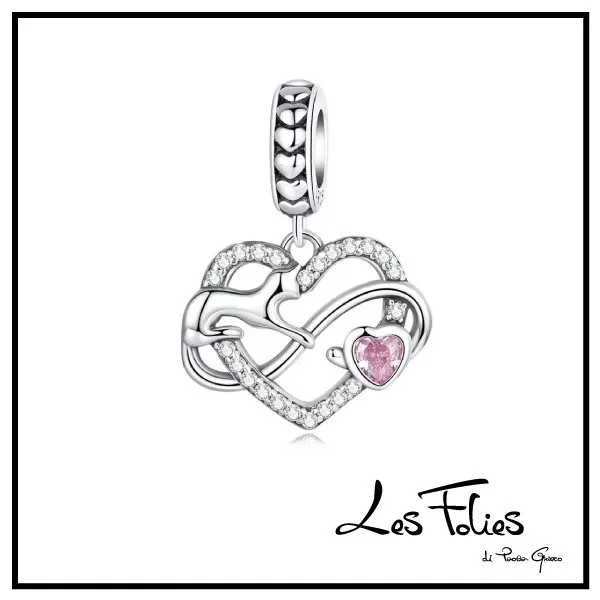 Charm Gato Corazón Infinito de Plata 925 - Les Folies (Modelo Pandora)