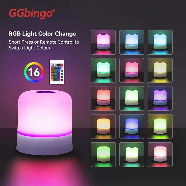 GGBINGO TOUCH NIGHT Light RGB Dimmable Rechargeable Remote UK £15.99 ...