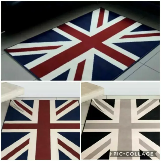 ALFOMBRA DE BANDERA TRADICIONAL UNION JACK, MEDIANA 120x170 ROJA BLANCA AZUL/NEGRA Y BLANCA