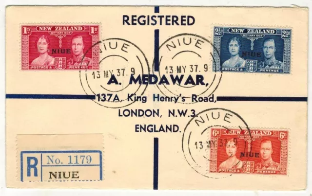 Niue 1937 Kgvi Coronation Fdc Set Of 3 Stamps Fdi 13 My 37 Cancel
