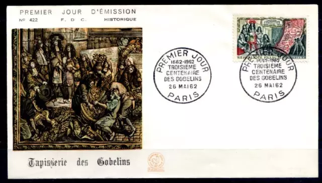 Gründung nation. Gobelin-Manufaktur (1662) durch Colbert. FDC. Frankreich 1962