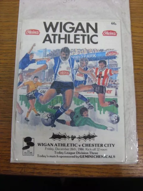 26/12/1986 Wigan Athletic v Chester City  . UK ORDERS ALL INCLUDE FREE ROYAL MAI