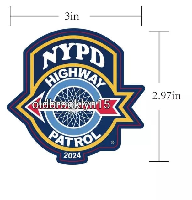 NYPD NYC POLICE Highway Patrol Official 2024 Decal Sticker Inside Car