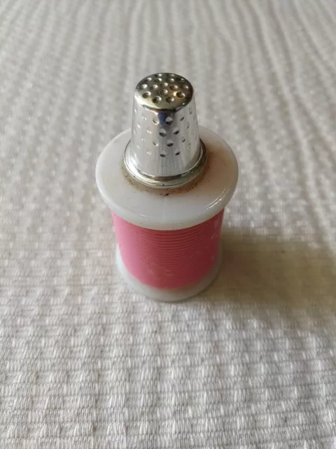 Perfume Pink Bottle Milk Glass Thimble Vtg Rare