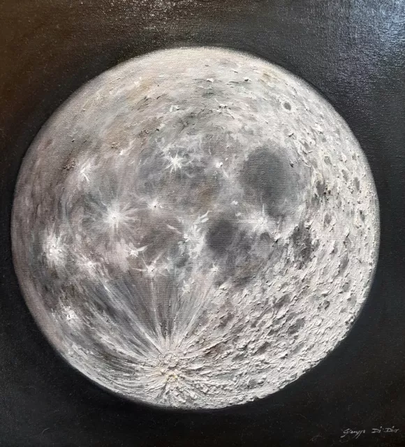 Quadro olio su tela " La Luna" 40x40