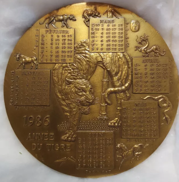 médaille calendrier 1985 en bronze - Monnaie de Paris - Le Temps