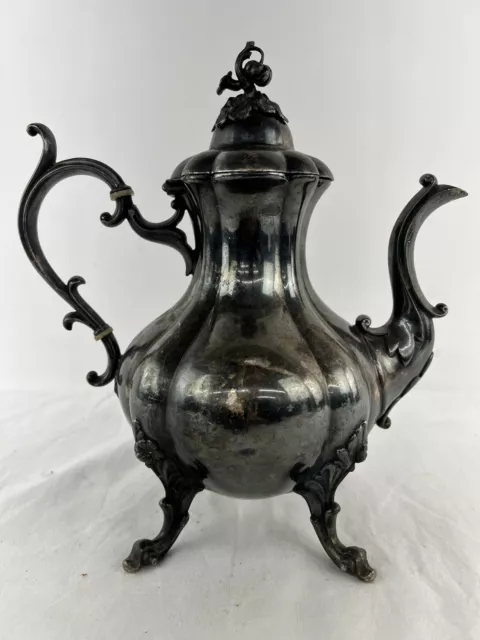 Vintage Reed & Barton Winthrop Silver Plate Coffee Teapot Pumpkin Lid 11" Tall