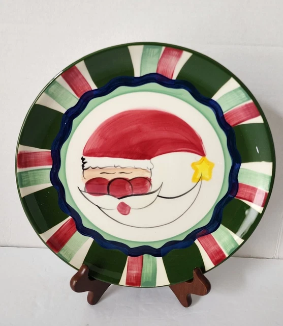Vicki Carroll 'Tis the Season' 10" Dinner Plate Santa Christmas Red Green #2