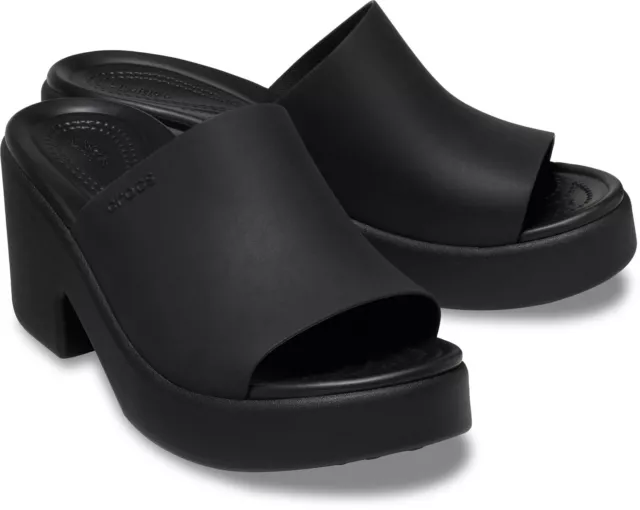 Crocs Womens Heeled Sandals Brooklyn Heel Slip On black UK Size