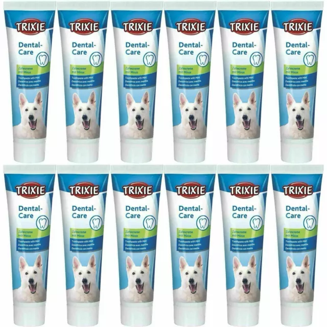 12 x Trixie Dog Toothpaste With Mint Prevents Teeth Tartar/Freshens Breath 100ml