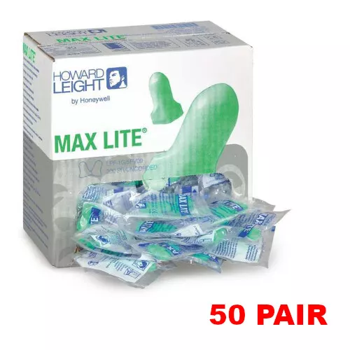 Howard Leight LPF-1 MAX LITE Uncorded Earplugs (50 PAIR)