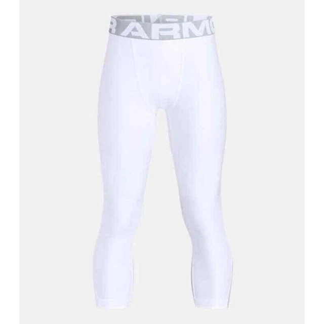 Under Armour White Heatgear 3/4 Compression Pants Youth sz XL