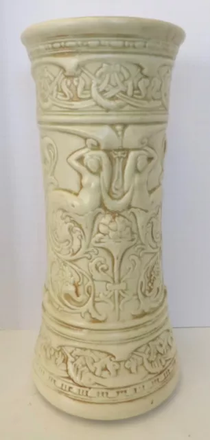 Weller Pottery Clinton Ivory Art Nouveau Mermaid 14 1/2" Floor  or Table Vase