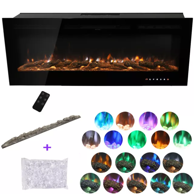 40/50/60" Fireplace LED Wall Build In Insert Electric Fire 9 or 12 Colour Flames