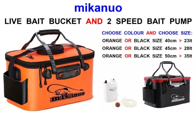 MIKANUO LIVE BAIT Bucket & Air Pump 2 Speed Ragworm Lugworm Crab