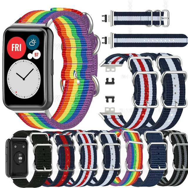 Für Huawei Watch Fit Fitness Ersatz Nylon Weben Armband Uhrenarmband mit Tools