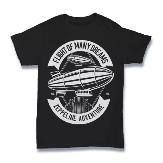 T-Shirt Zeppelin Nera Classica Uomo Tour flight adventure Nuova