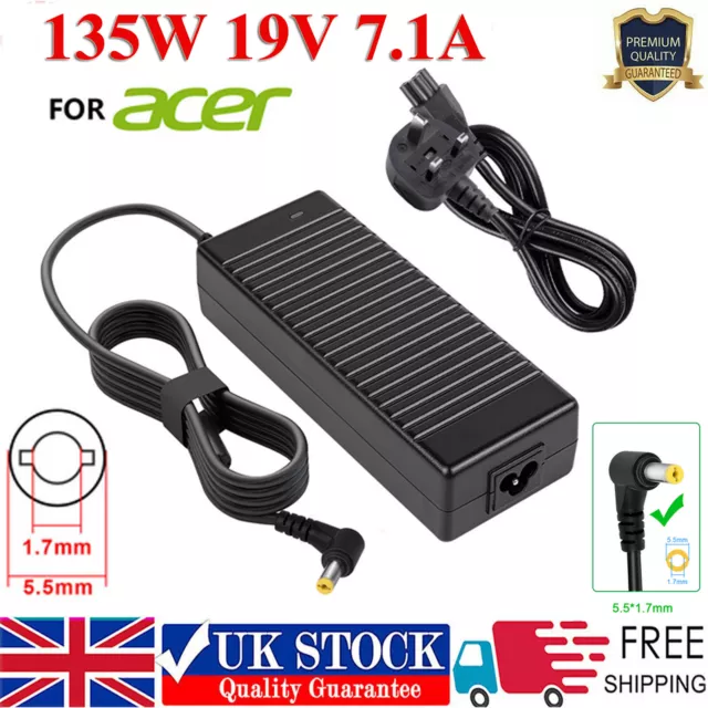 135W 19V 7.1A Charger Power Adapter Charger for Acer NITRO 5 AN515-52 AN515-54