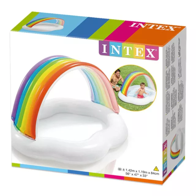 Intex 56" Rainbow Paddling Pool Baby Summer Garden Baby Toddler Games Garden UK