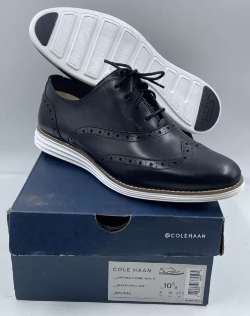 Cole Haan OriginalGrand Women's Shoes 10.5 B Black Leather Wingtip Oxfords