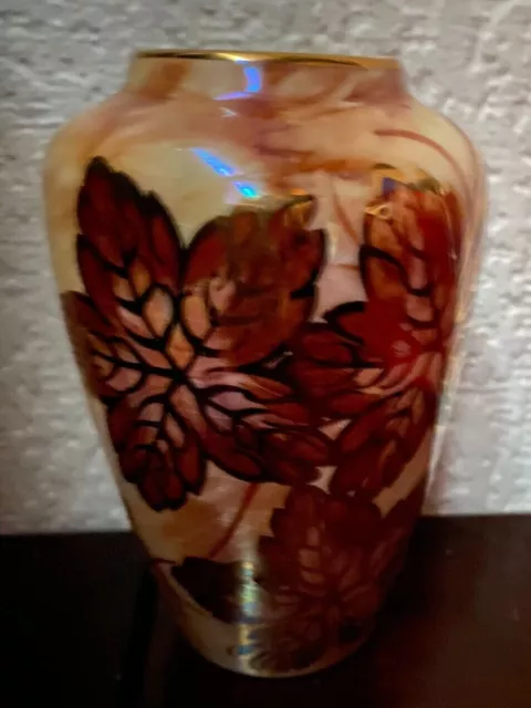 Vintage Old Court ware lustre vase hand painted lustre and gilt 5.5" /14cm high 