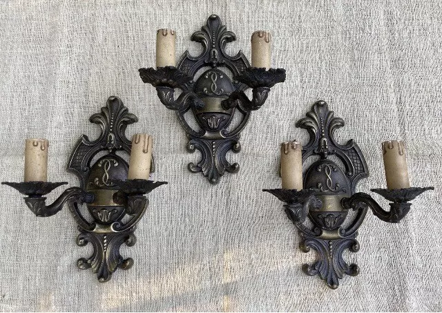 Lampade Appliques Trittico in ottone primi Novecento