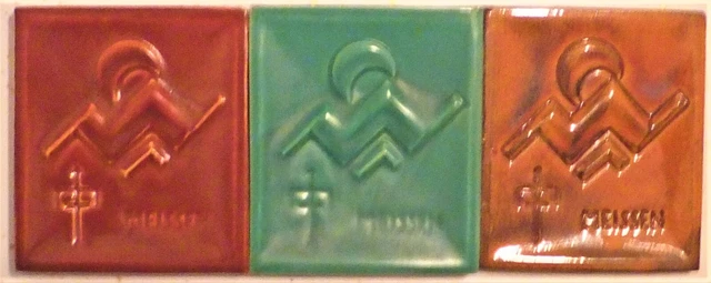 Three Ernst Teichert Meissen Art Nouveau Tiles, Circa 1900-1920
