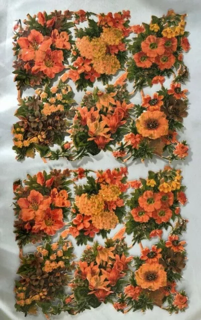 2 VICTORIAN SCRAP SHEET Die Cut Hydrangea 1901 ANTIQUE Flowers Paper Ephemera
