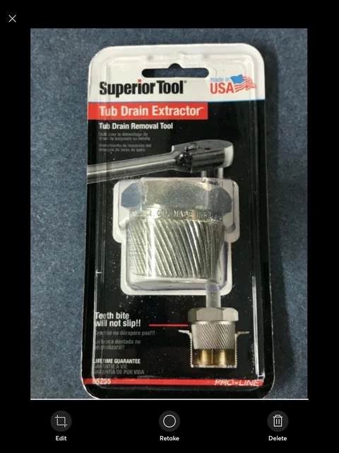 Superior Tool 05255 Tub Drain Extractor Removal Tool, 1.5"