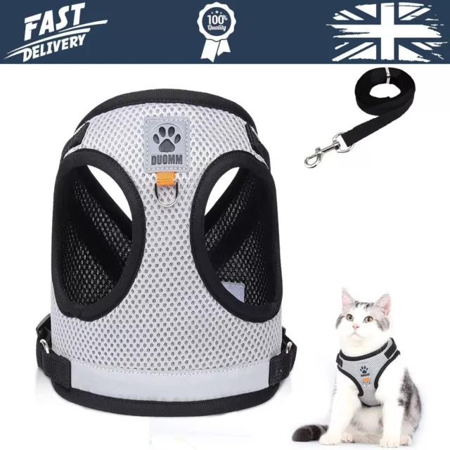 Cat Harness and Lead Set, Escape Proof Cat Kitten Walking Vest with Leash, Adju