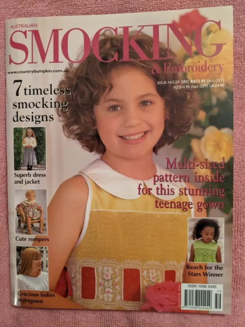 AUSTRALIAN SMOCKING & EMBROIDERY Magazine, Issue No. 59, 2002, VG Condition.