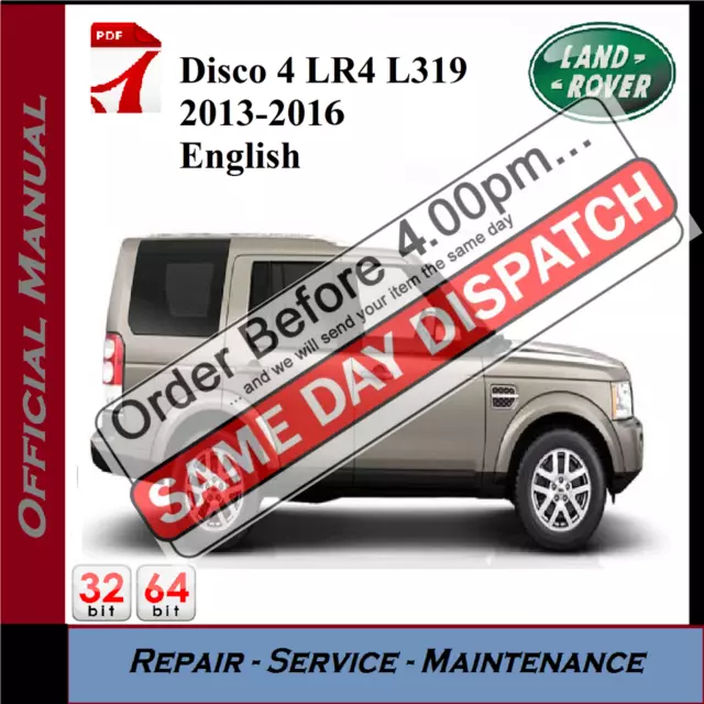 Land Rover Discovery 4 Service & Repair Workshop Manual 2013 - 2016 on USB