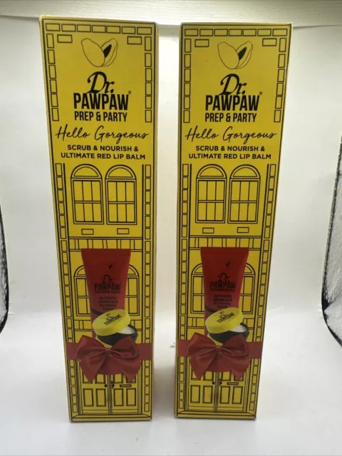 Lot Of 2 Pcs Dr. Pawpaw Prep & Party Scrub & Nourish & Ultimate Red Lip Balm