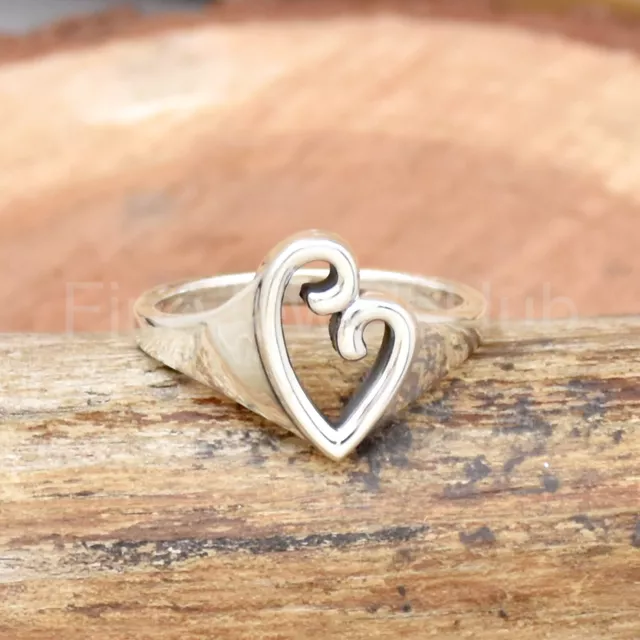 Mother's Love Heart Ring, 925 Sterling Silver Ring, Handmade Ring, Heart Ring